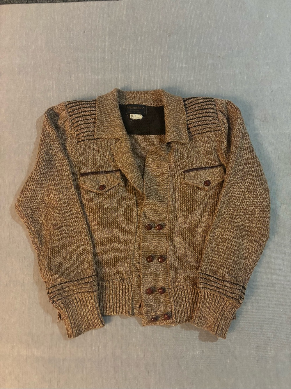 Vintage Women’s Brown Knit Button-Front Cardigan Sweater